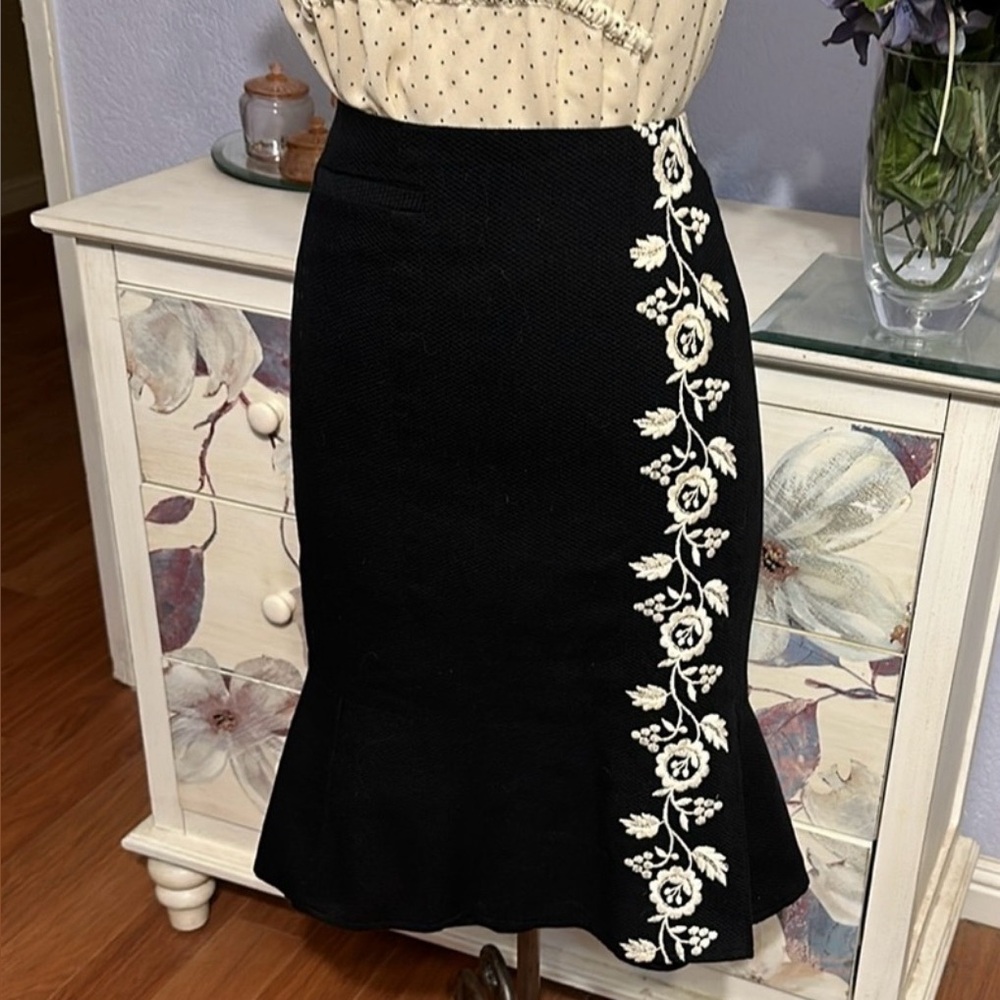 Nanette Lepore Black Embroidered Skirt